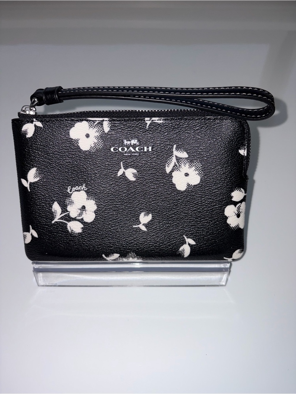 COACH Black Floral Wristlet
